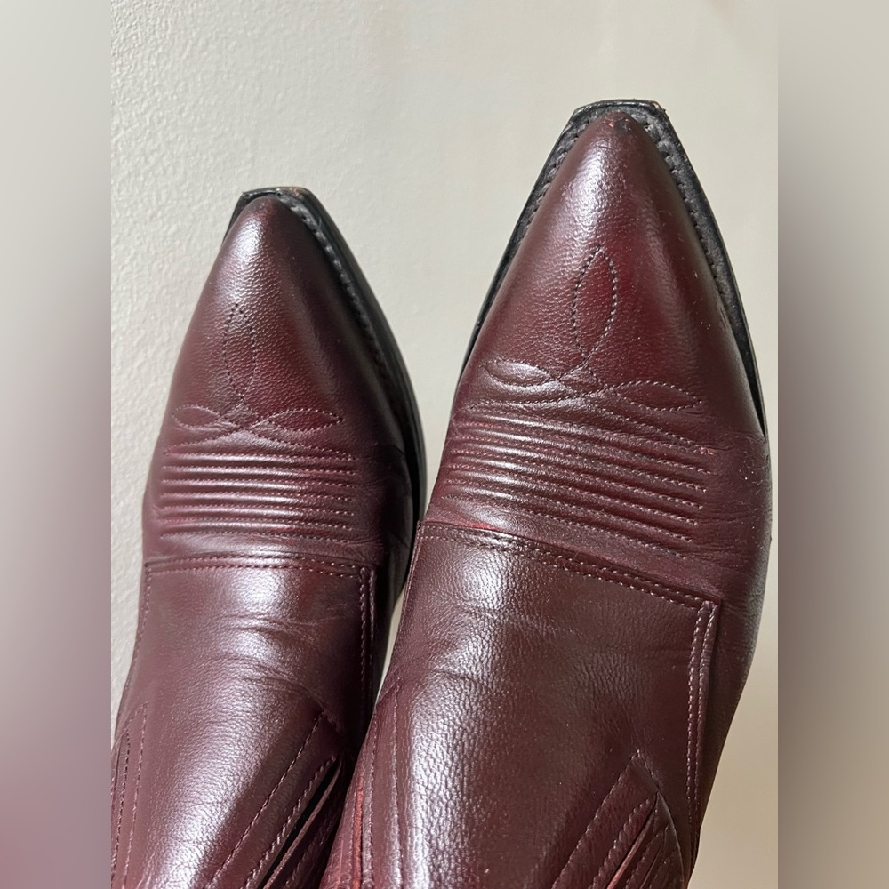 Nocona Dark Red Leather Cowboy Boots
